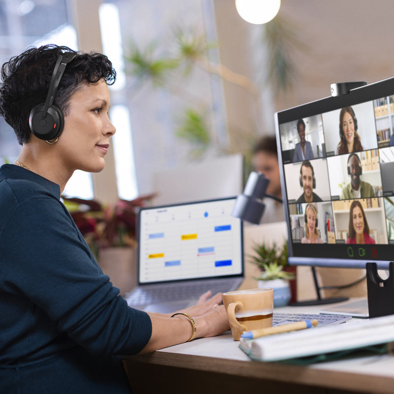 JABRA Evolve2 55 Mono Wireless Headset - UC Certified - Active Noise Cancelling - 30m Range - 28mm Driver - USB C