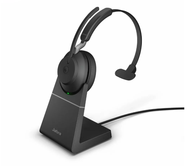 JABRA Evolve2 55 Mono + Charging Stand - Wireless Headset - UC Certified - Active Noise Cancelling - 30m Range - USB A