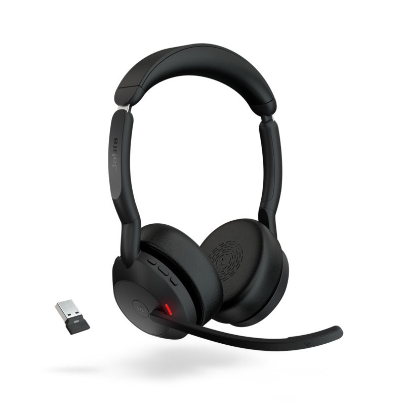 JABRA Evolve2 55 Stereo + Charging Stand - Wireless Headset - UC Certified - Active Noise Cancelling - 30m Range - USB A