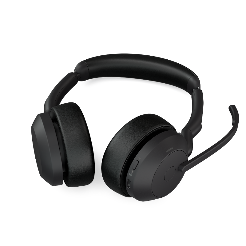 JABRA Evolve2 55 Stereo + Charging Stand - Wireless Headset - UC Certified - Active Noise Cancelling - 30m Range - USB A