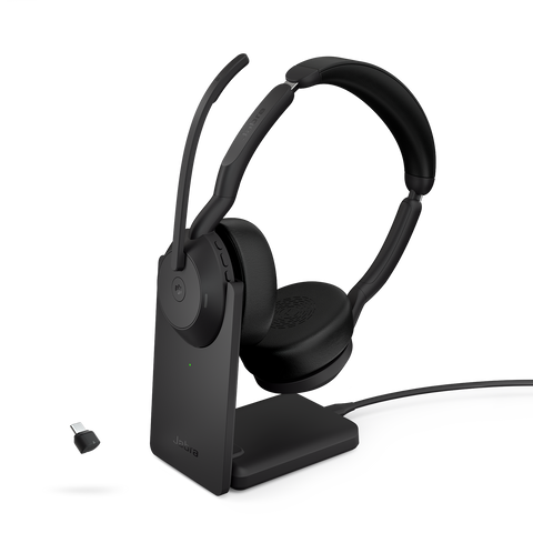 Jabra Wireless Evolve2 55 MS Stereo Bluetooth ANC Headset W/Charging Stand, Link380C,USB-C