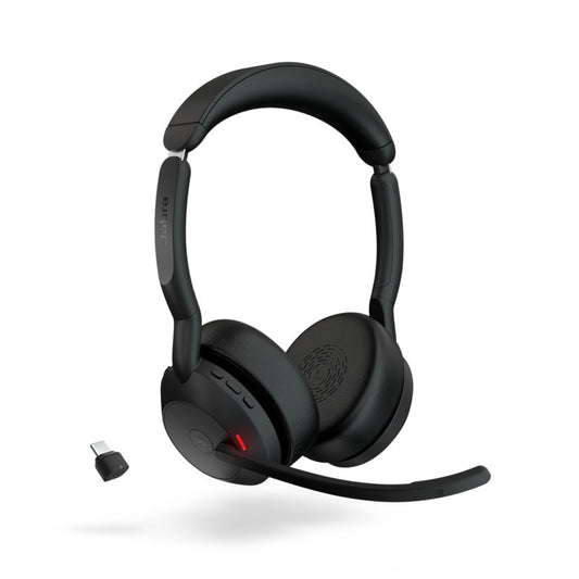 JABRA Evolve2 55 Stereo Wireless Headset - Microsoft Teams & Open Office Certified - Active Noise Cancelling - 30m Range - 28mm Driver - USB C