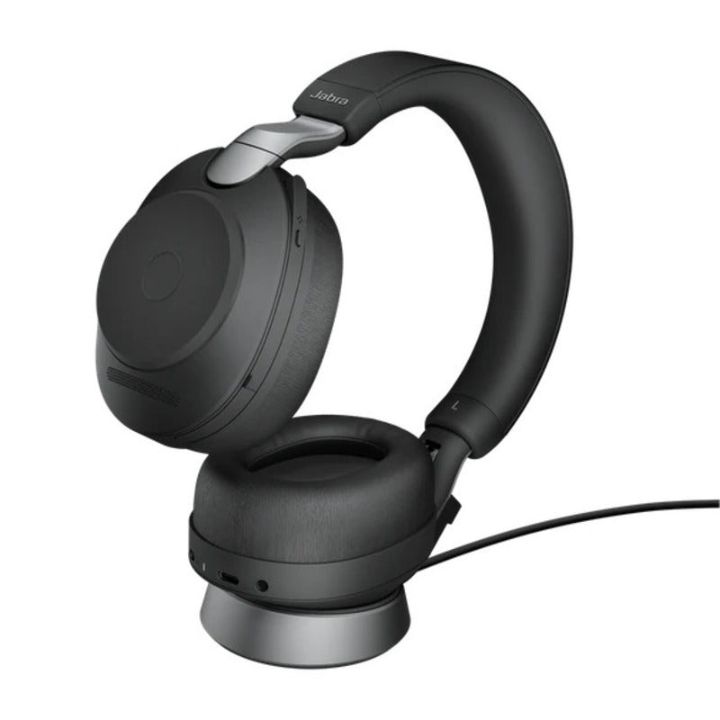 JABRA Evolve2 85 Stereo + Charging Stand - Wireless Headset - Teams Microsoft Certified - Active Noise Cancelling - 30m Range - USB C