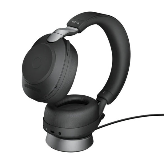 JABRA Evolve2 85 Stereo + Charging Stand - Wireless Headset - Teams Microsoft Certified - Active Noise Cancelling - 30m Range - USB C
