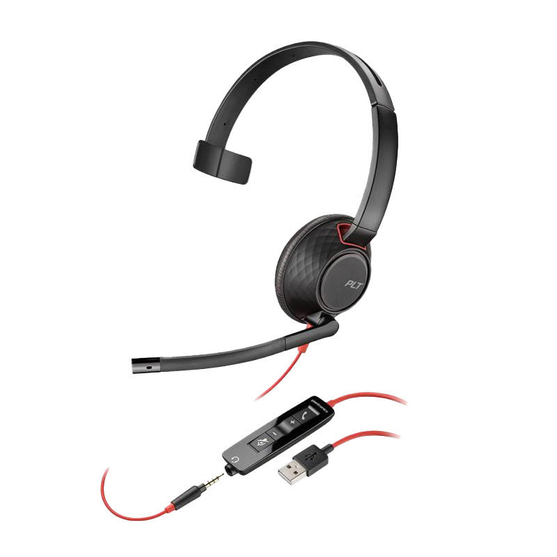 HP Poly Blackwire C5210 Corded Headset - Mono - UC - 3.5mm - USB C - inc USB A Adaptor
