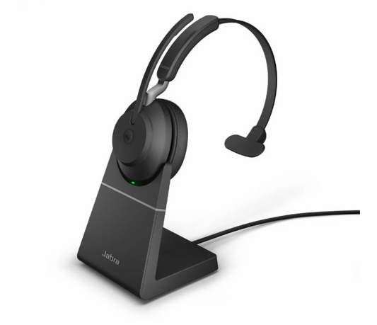 Jabra Wireless Evolve2 55 UC Mono Bluetooth ANC Headset W/Charging Stand, Link380A, USB-A