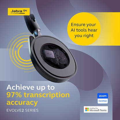 JABRA Evolve2 85 Stereo Wireless Headset - Microsoft Teams & Open Office Certified - Active Noise Cancelling Spatial Audio - 30m Range - USB A